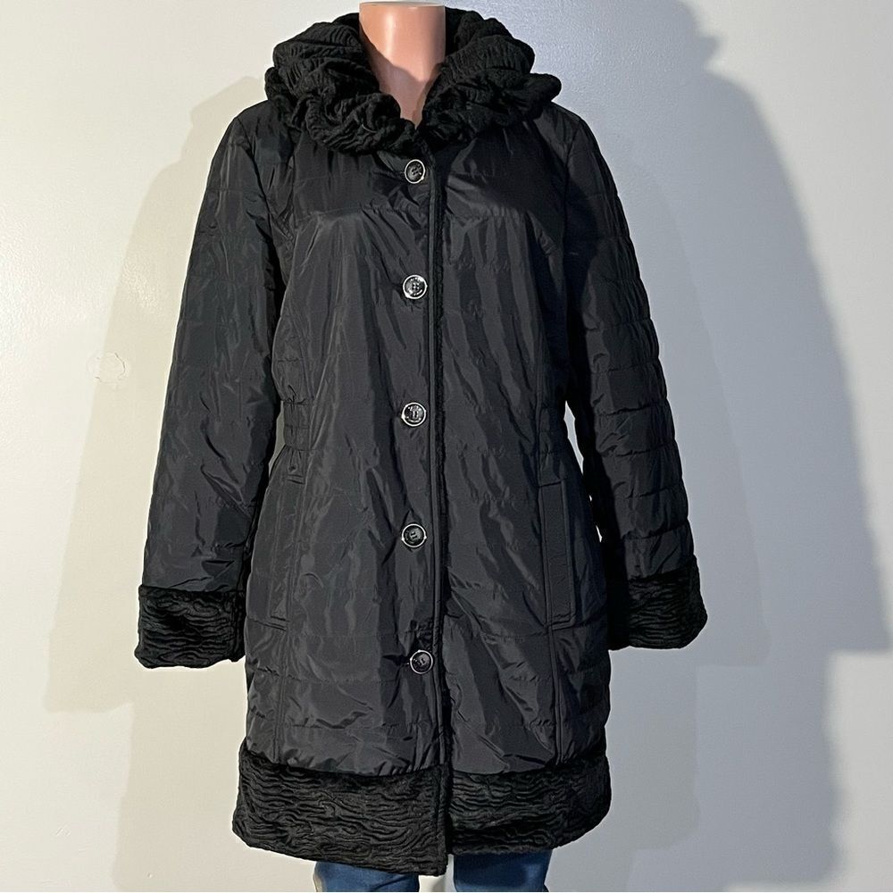 Dennis Basso Reversible Water Resistant to Faux Fur Coat